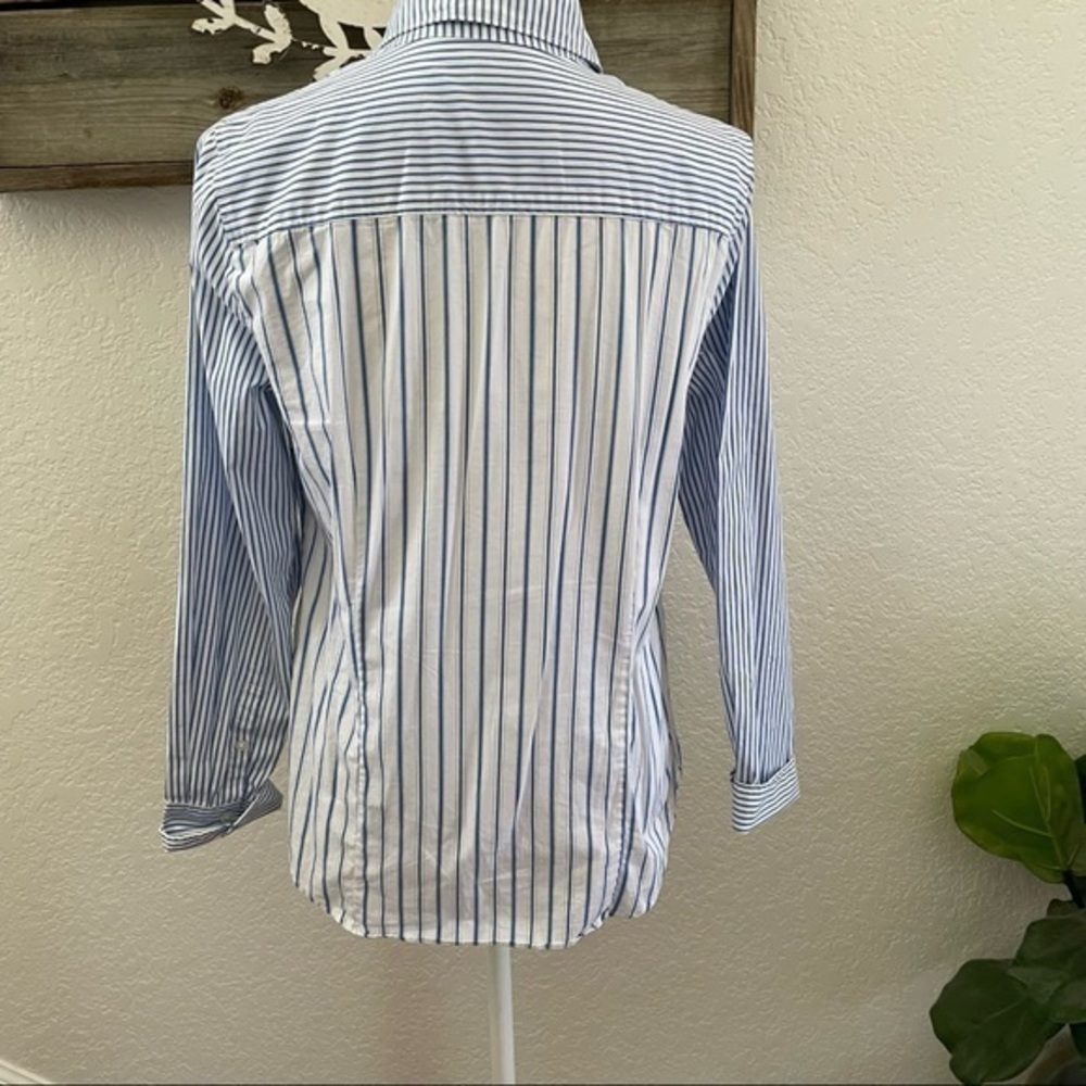 J.‎ Crew Factory blue striped button down top size M - Picture 2 of 7